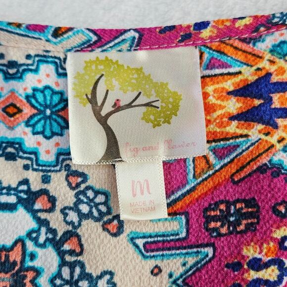 Fig & Flower Anthropologie Boho Paisley Tunic Dress Medium Colorful Spring Artsy - Picture 11 of 16